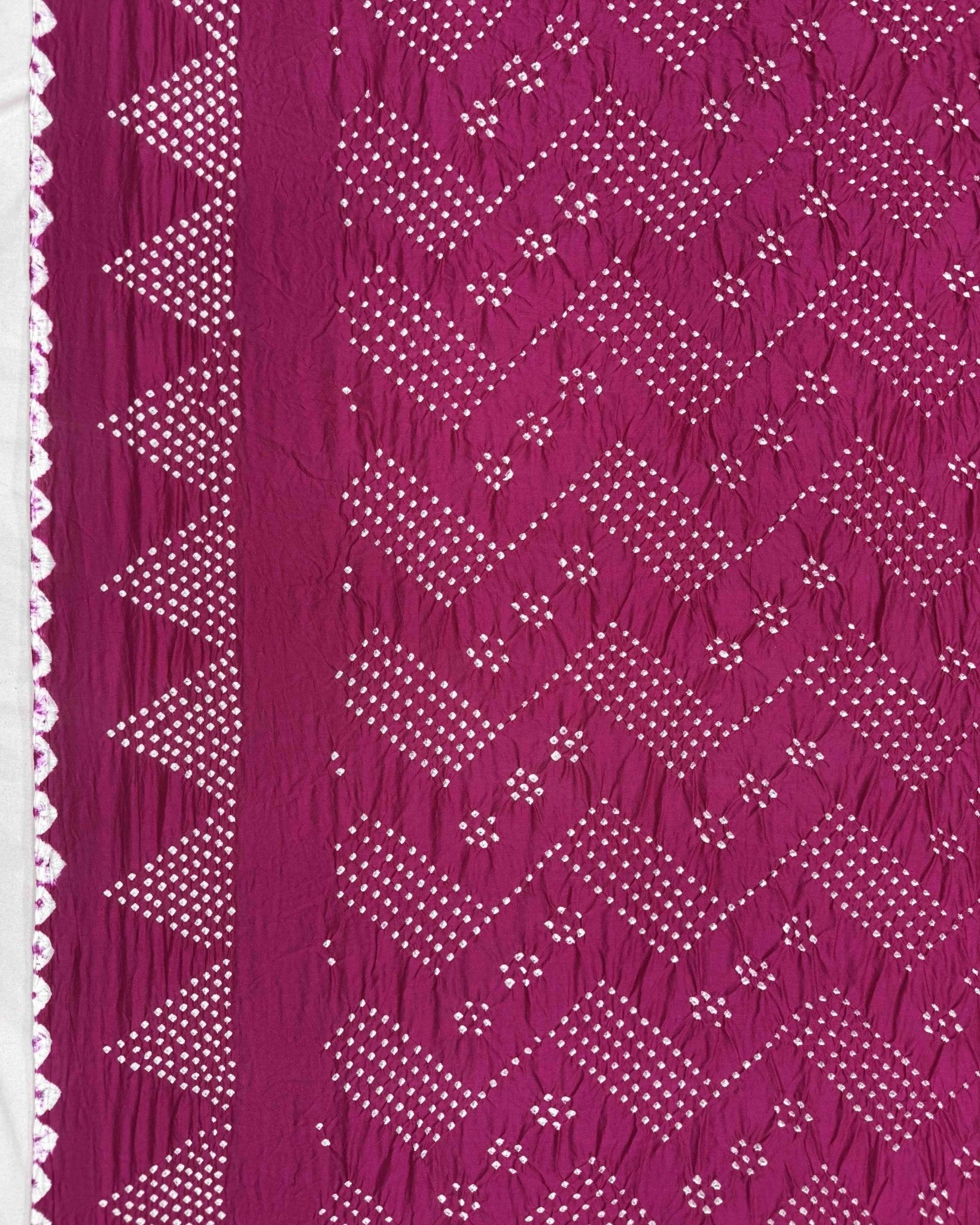 Pink Muga Silk Pen Kamalkari Bandhani Saree - SindhoiPatolaArt