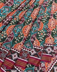 Pink & Multicolour Flower Designer Patola Saree - SindhoiPatolaArt
