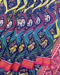 Pink & Multicolour Matka Narikunj Patola Saree - SindhoiPatolaArt