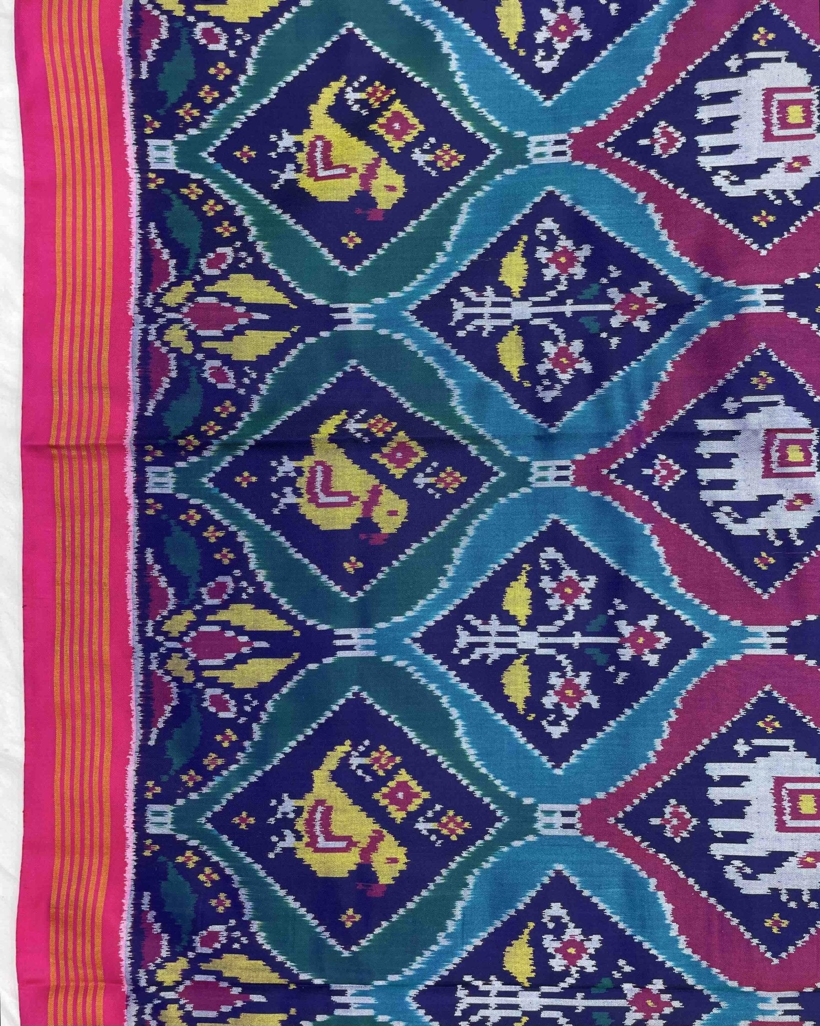 Pink & Multicolour Matka Narikunj Patola Saree - SindhoiPatolaArt