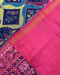 Pink & Multicolour Matka Narikunj Patola Saree - SindhoiPatolaArt