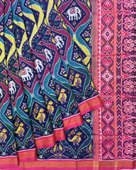 Pink & Multicolour Matka Narikunj Patola Saree - SindhoiPatolaArt