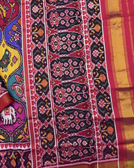 Pink & Multicolour Matka Narikunj Twill Patola Saree - SindhoiPatolaArt