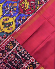 Pink & Multicolour Matka Narikunj Twill Patola Saree - SindhoiPatolaArt
