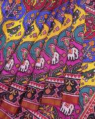 Pink & Multicolour Matka Narikunj Twill Patola Saree - SindhoiPatolaArt