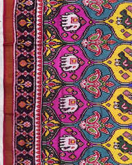 Pink & Multicolour Matka Narikunj Twill Patola Saree - SindhoiPatolaArt