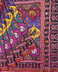 Pink & Multicolour Matka Narikunj Twill Patola Saree - SindhoiPatolaArt