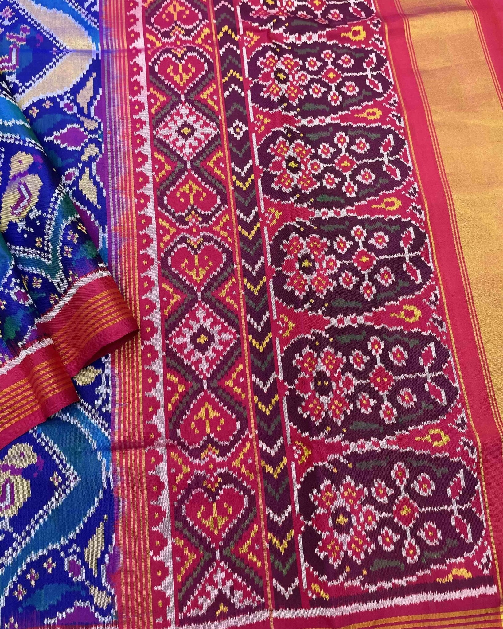 Pink & Multicolour Narikunj Designer Patola Saree - SindhoiPatolaArt