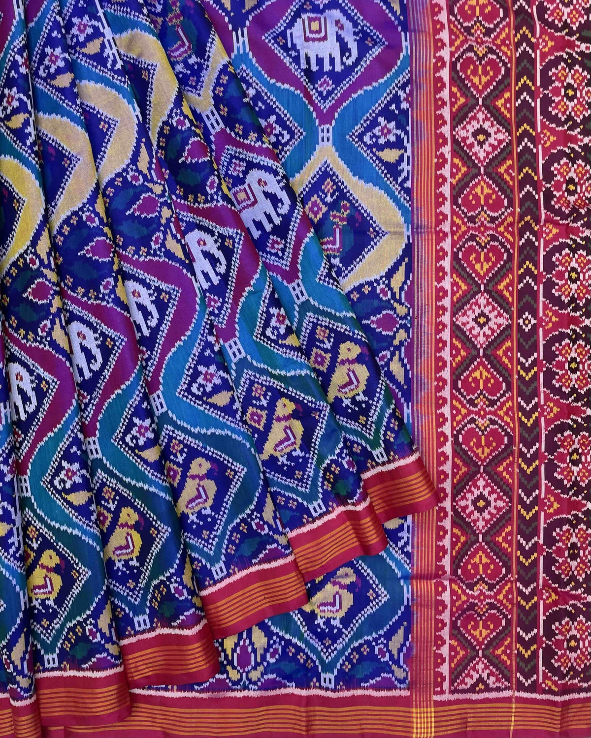 Pink & Multicolour Narikunj Designer Patola Saree - SindhoiPatolaArt