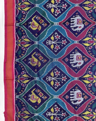 Pink Multicolour Narikunj Matka Red Plain Semi Double Ikat Patola Saree - SindhoiPatolaArt