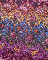 Pink & Multicolour Narikunj Matka Twill Patola Saree - SindhoiPatolaArt
