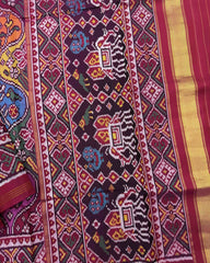 Pink & Multicolour Narikunj Matka Twill Patola Saree - SindhoiPatolaArt