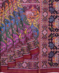 Pink & Multicolour Narikunj Matka Twill Patola Saree - SindhoiPatolaArt