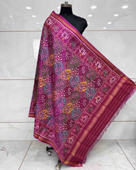 Pink & Multicolour Navratan Patola Dupatta - SindhoiPatolaArt