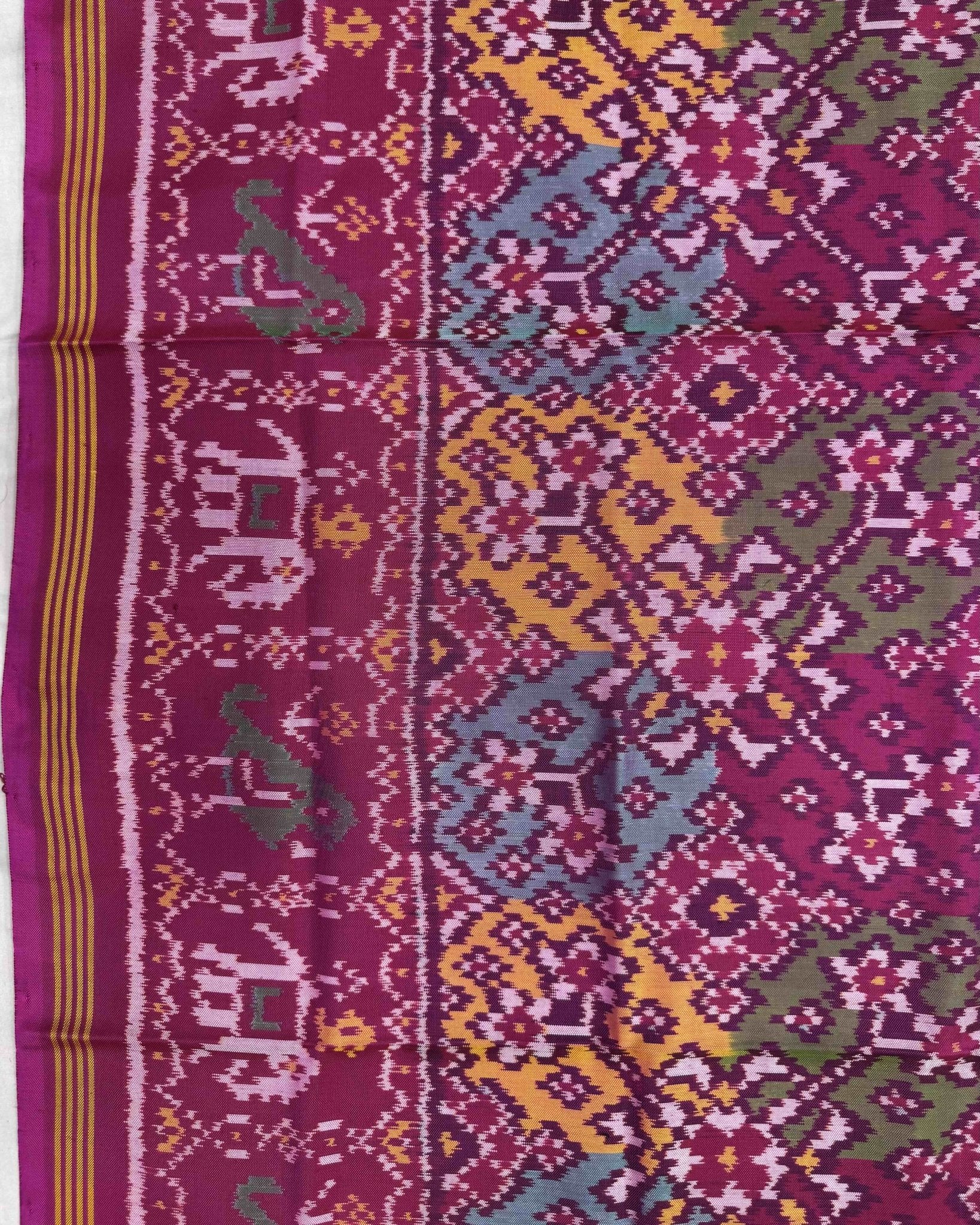 Pink & Multicolour Navratan Patola Dupatta - SindhoiPatolaArt