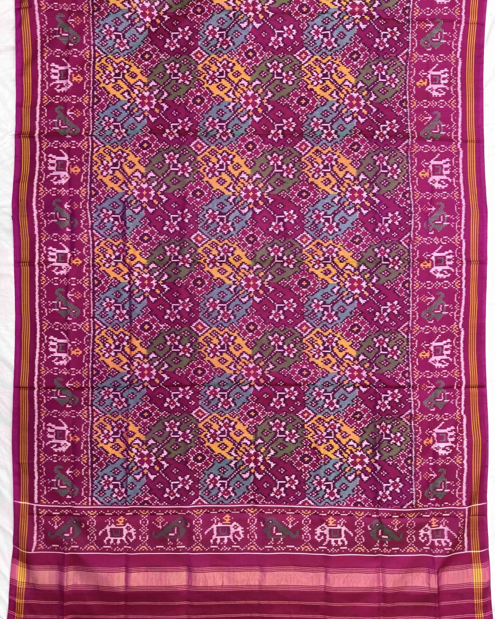 Pink & Multicolour Navratan Patola Dupatta - SindhoiPatolaArt