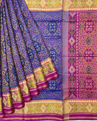 Pink & Mustard Navratan Designer Patola Saree - SindhoiPatolaArt