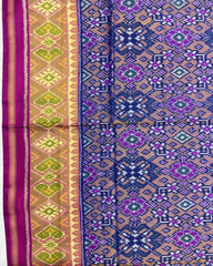 Pink & Mustard Navratan Designer Patola Saree - SindhoiPatolaArt