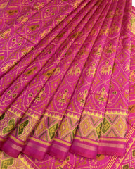 Pink Narikunj Designer Patola Saree - SindhoiPatolaArt