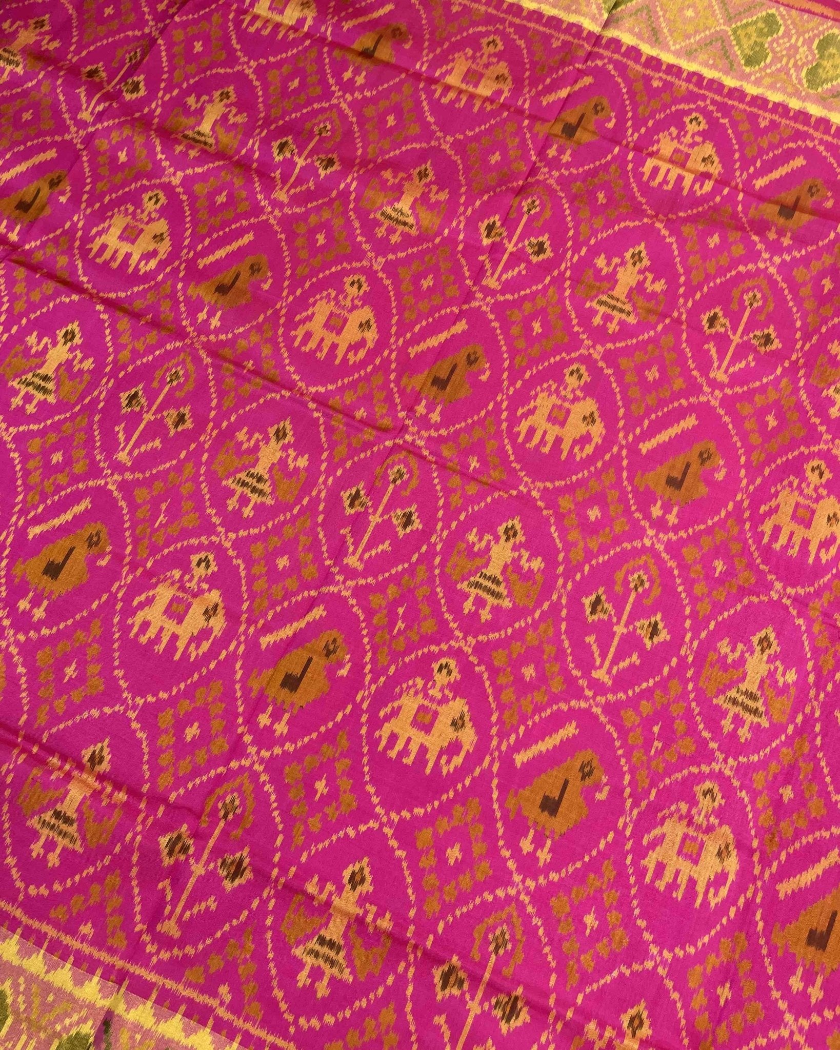 Pink Narikunj Designer Patola Saree - SindhoiPatolaArt