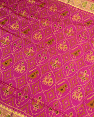 Pink Narikunj Designer Patola Saree - SindhoiPatolaArt