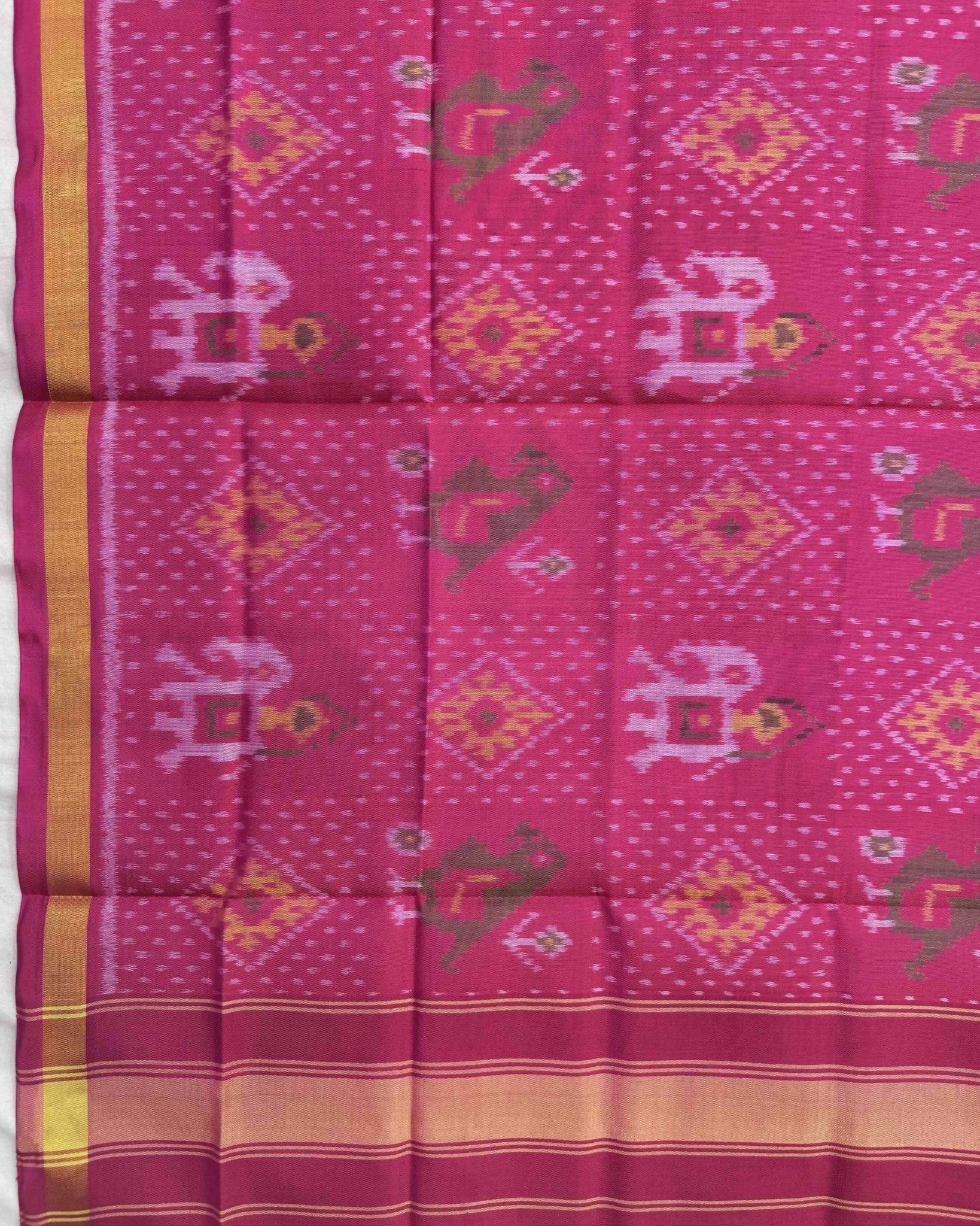 Pink Narikunj Doted Patola Dupatta - SindhoiPatolaArt