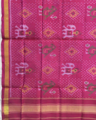 Pink Narikunj Doted Patola Dupatta - SindhoiPatolaArt