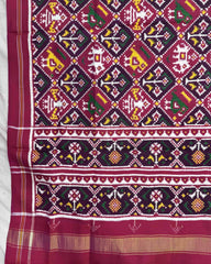 Pink Narikunj Double Ikat Patola Dupatta - SindhoiPatolaArt