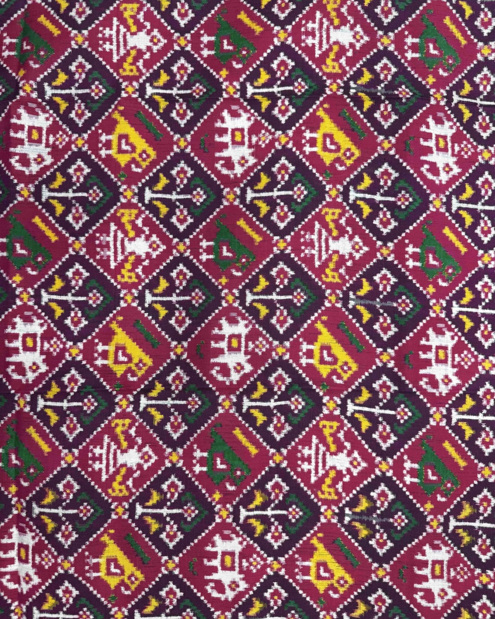 Pink Narikunj Double Ikat Patola Dupatta - SindhoiPatolaArt
