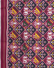 Pink Narikunj Double Ikat Patola Dupatta - SindhoiPatolaArt