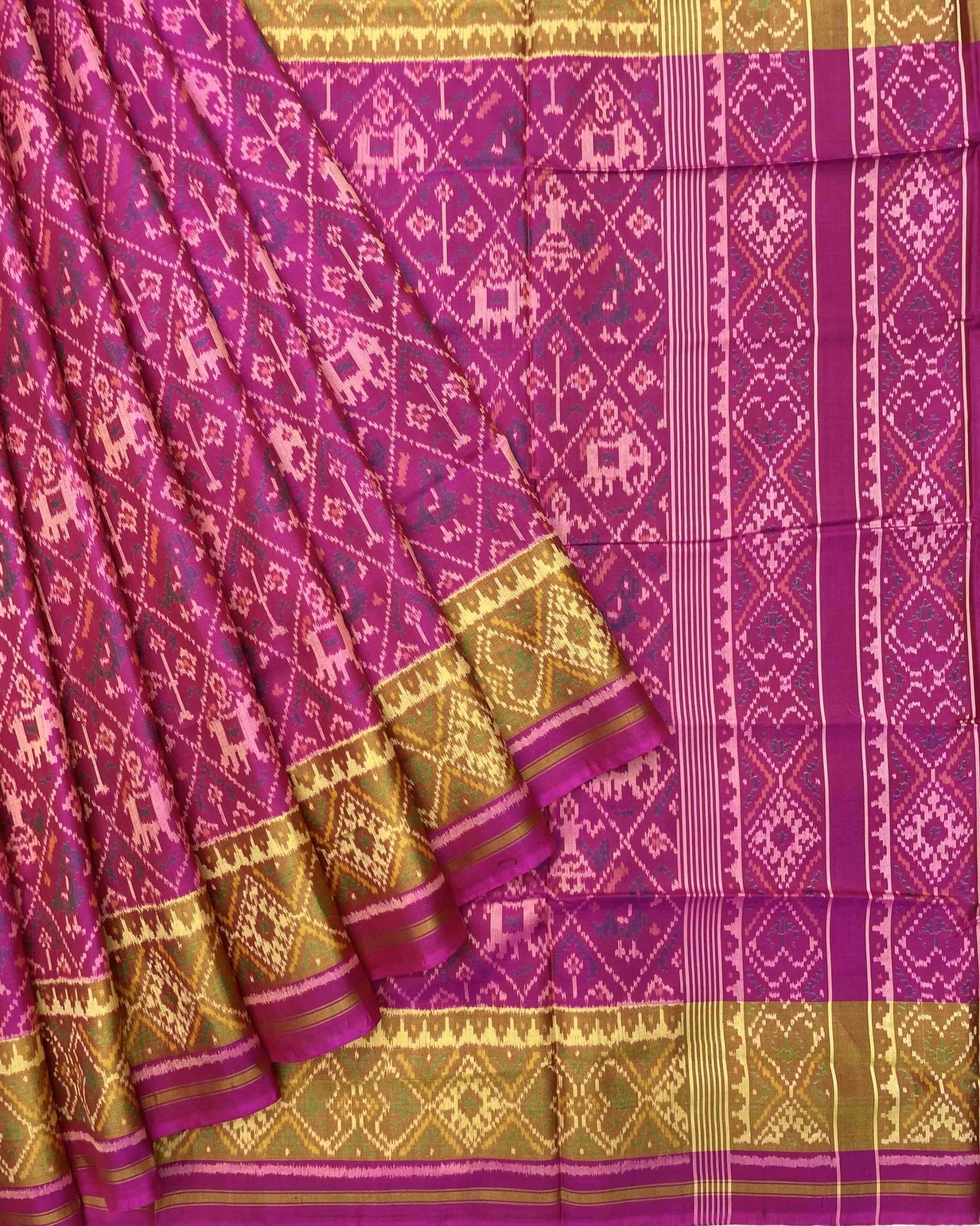 Pink Narikunj Patola Saree - SindhoiPatolaArt