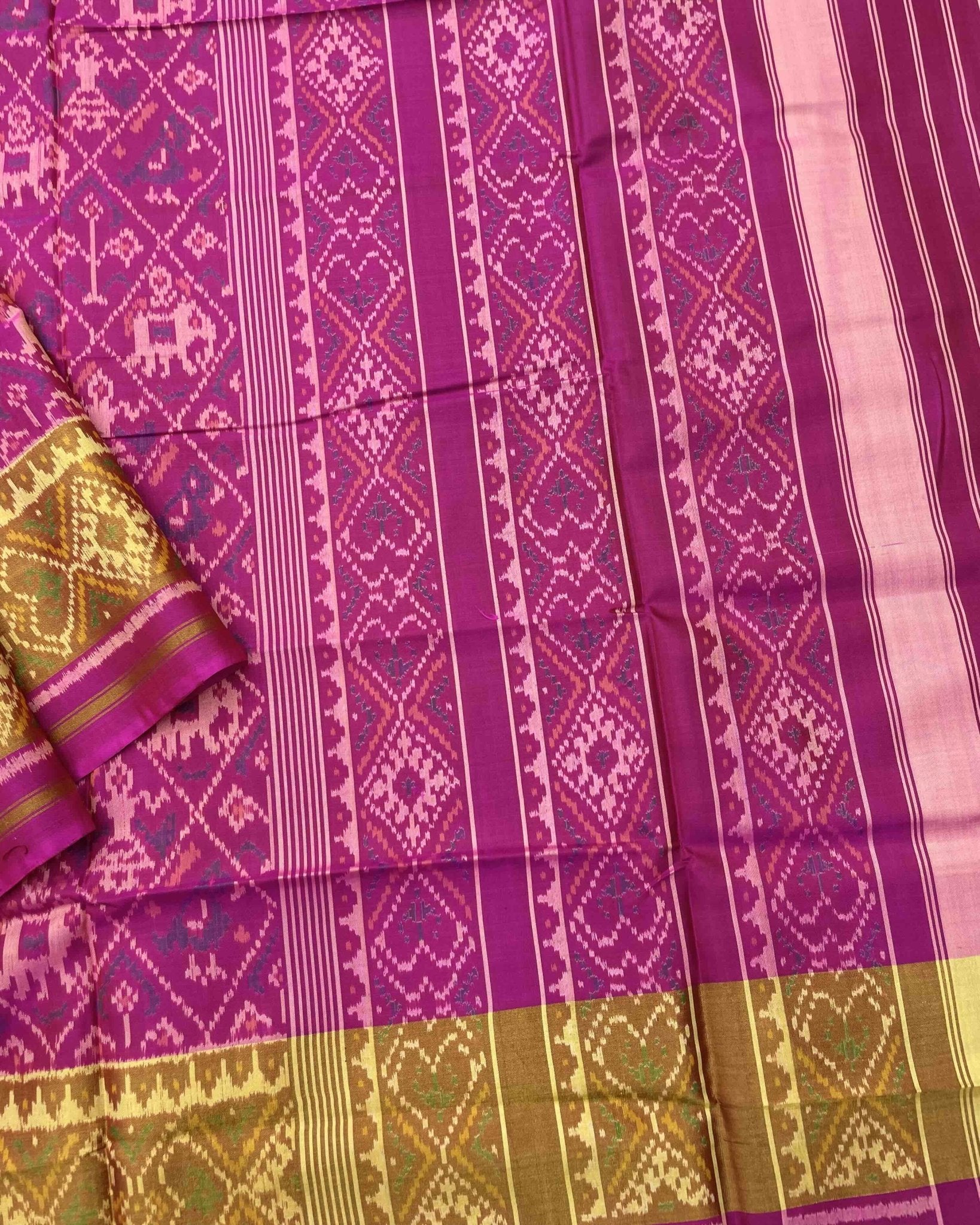 Pink Narikunj Patola Saree - SindhoiPatolaArt