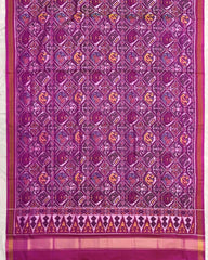 Pink Narikunj Semi Double Ikat Patola Dupatta - SindhoiPatolaArt