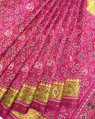 Pink Navratan Elephant Mix Patola Saree - SindhoiPatolaArt
