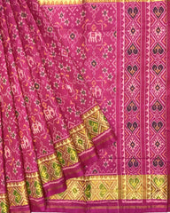 Pink Navratan Elephant Mix Patola Saree - SindhoiPatolaArt