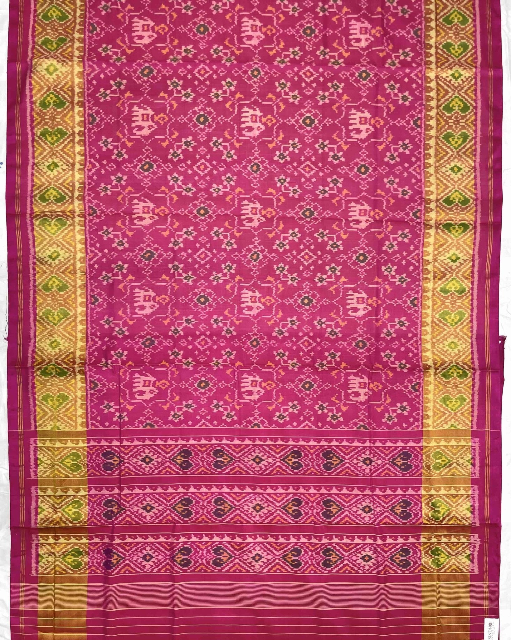 Pink Navratan Elephant Mix Patola Saree - SindhoiPatolaArt