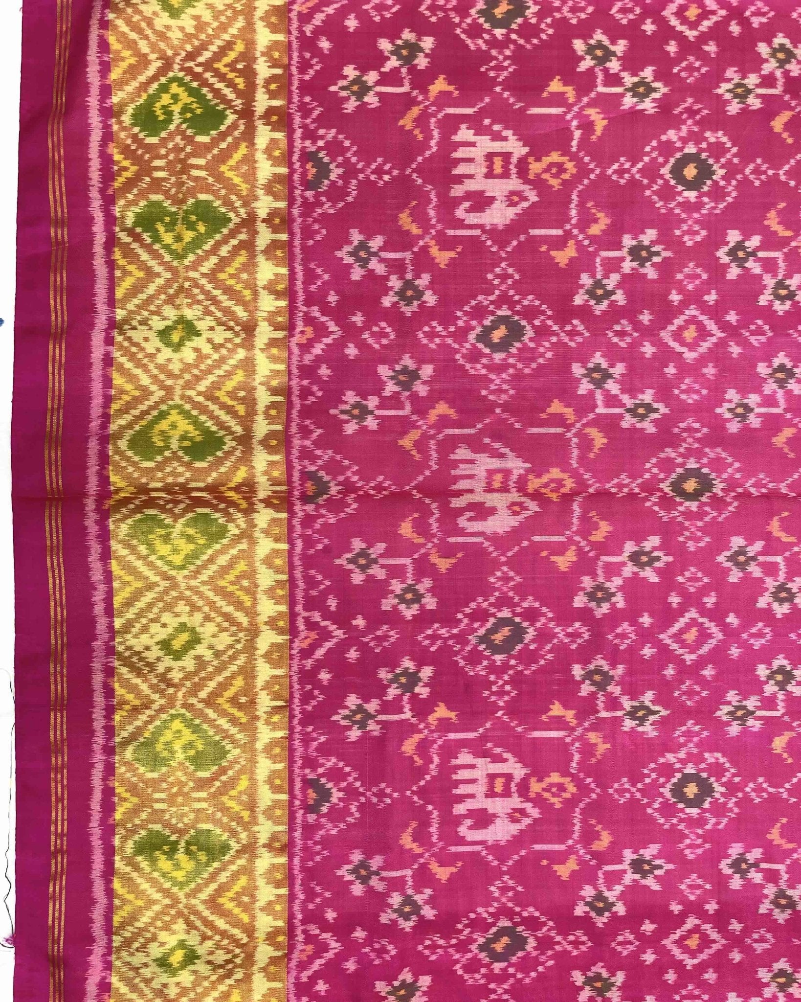 Pink Navratan Elephant Mix Patola Saree - SindhoiPatolaArt