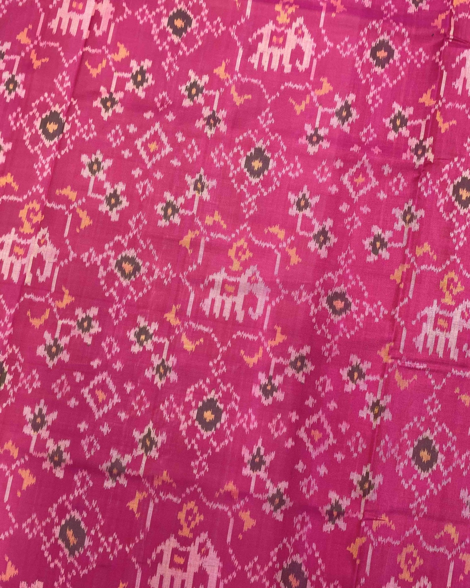 Pink Navratan Elephant Mix Patola Saree - SindhoiPatolaArt
