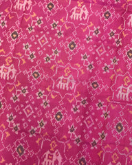 Pink Navratan Elephant Mix Patola Saree - SindhoiPatolaArt
