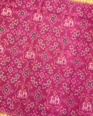 Pink Navratan Elephant Mix Patola Saree - SindhoiPatolaArt