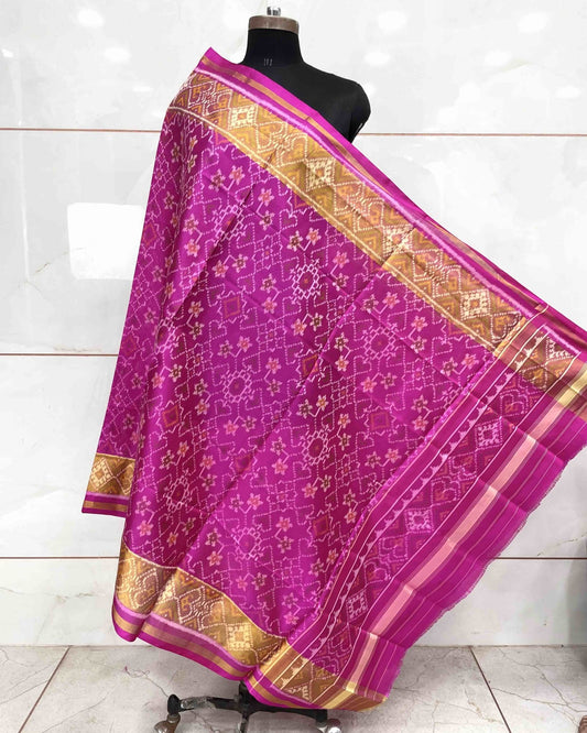 Pink Navratan Manekchowk Mix Patola Dupatta - SindhoiPatolaArt
