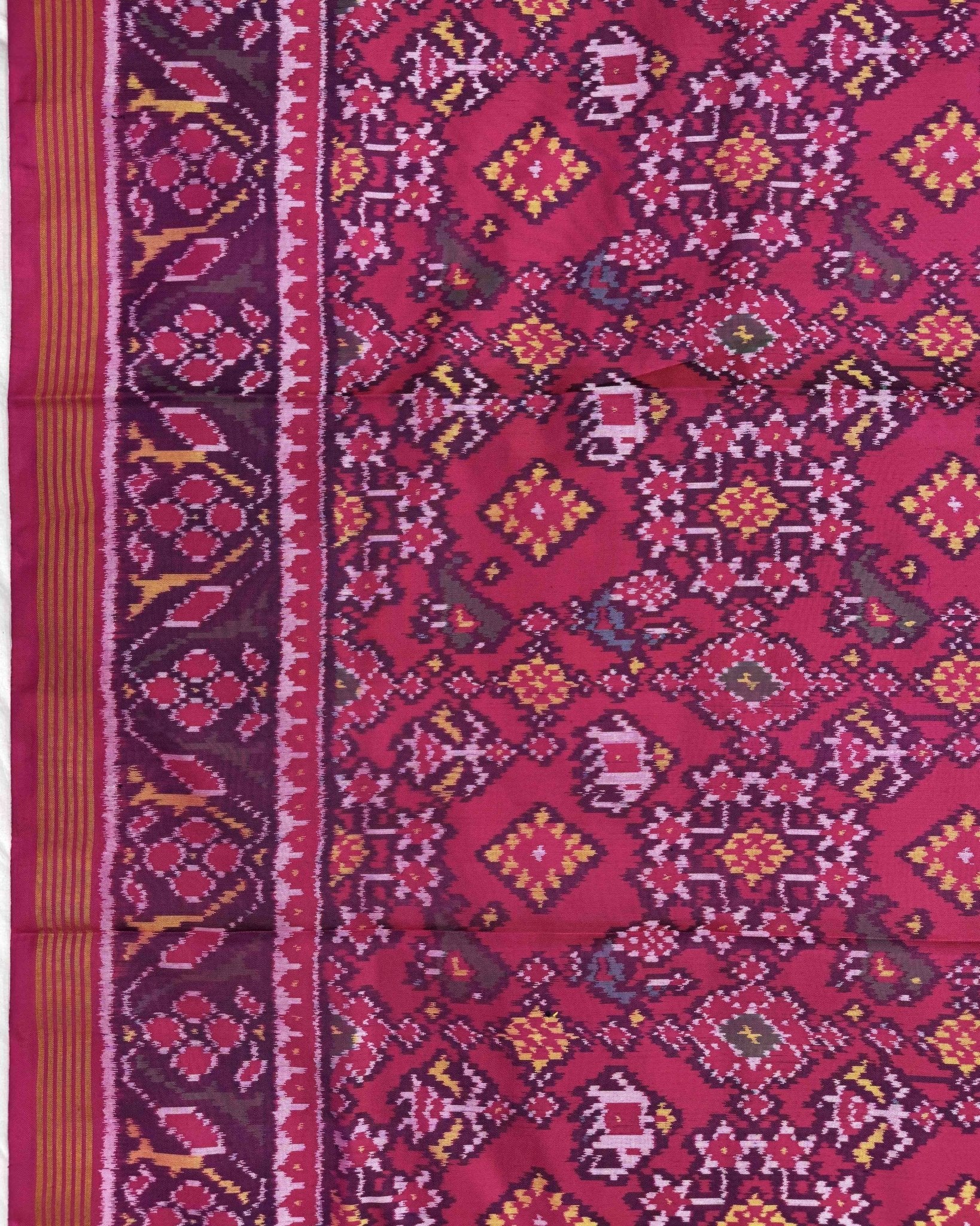 Pink Navratan Narikunj Mix Design Patola Saree - SindhoiPatolaArt