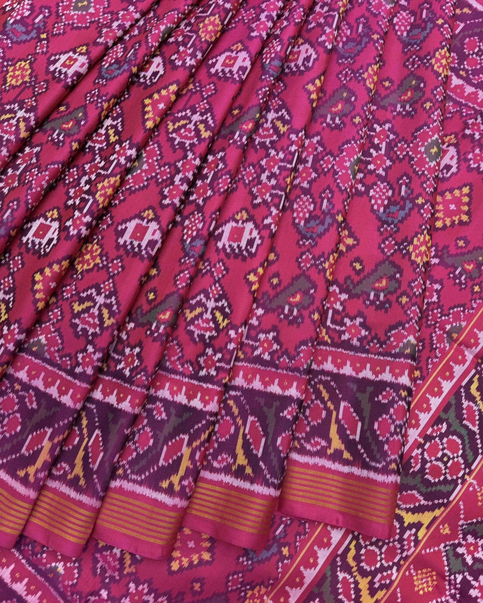 Pink Navratan Narikunj Mix Design Patola Saree - SindhoiPatolaArt