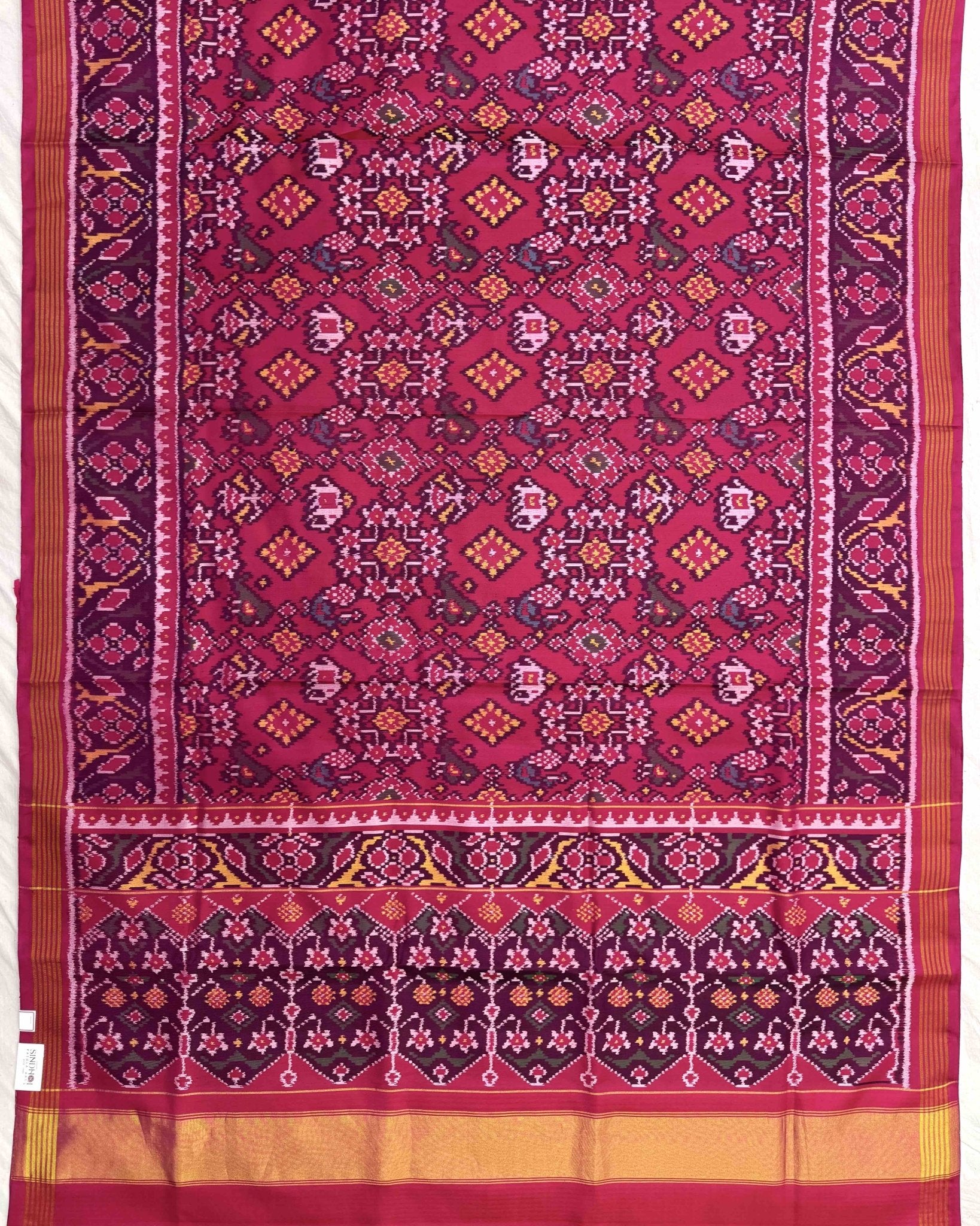 Pink Navratan Narikunj Mix Design Patola Saree - SindhoiPatolaArt