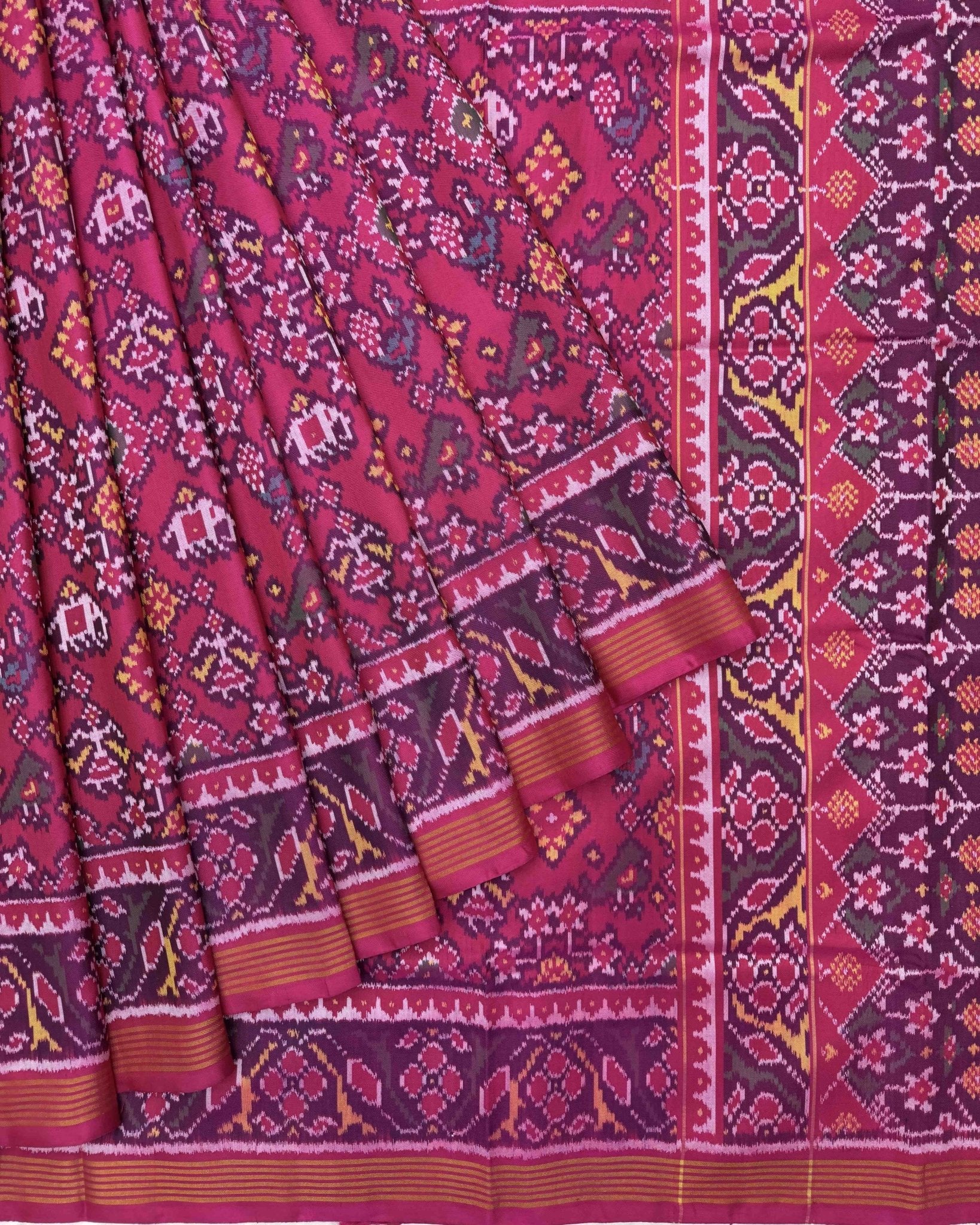 Pink Navratan Narikunj Mix Design Patola Saree - SindhoiPatolaArt