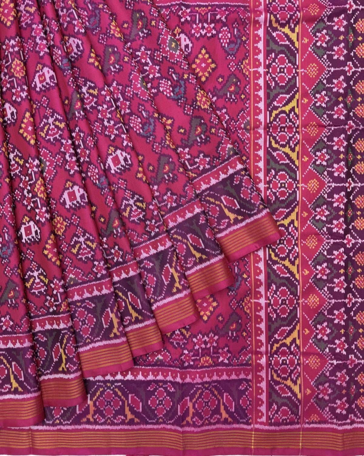 Pink Navratan Narikunj Mix Design Patola Saree - SindhoiPatolaArt
