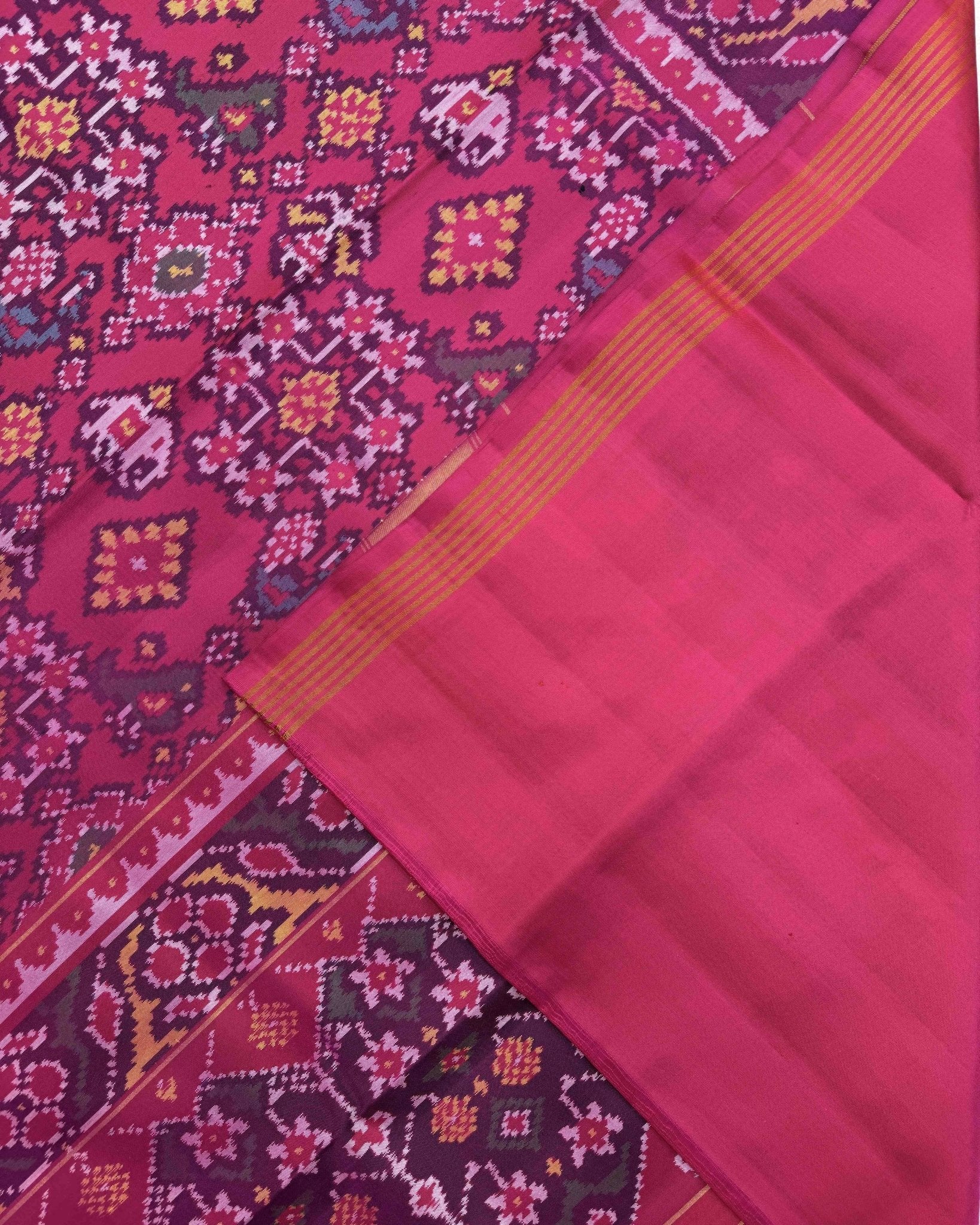 Pink Navratan Narikunj Mix Design Patola Saree - SindhoiPatolaArt