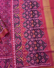 Pink Navratan Patola Saree - SindhoiPatolaArt