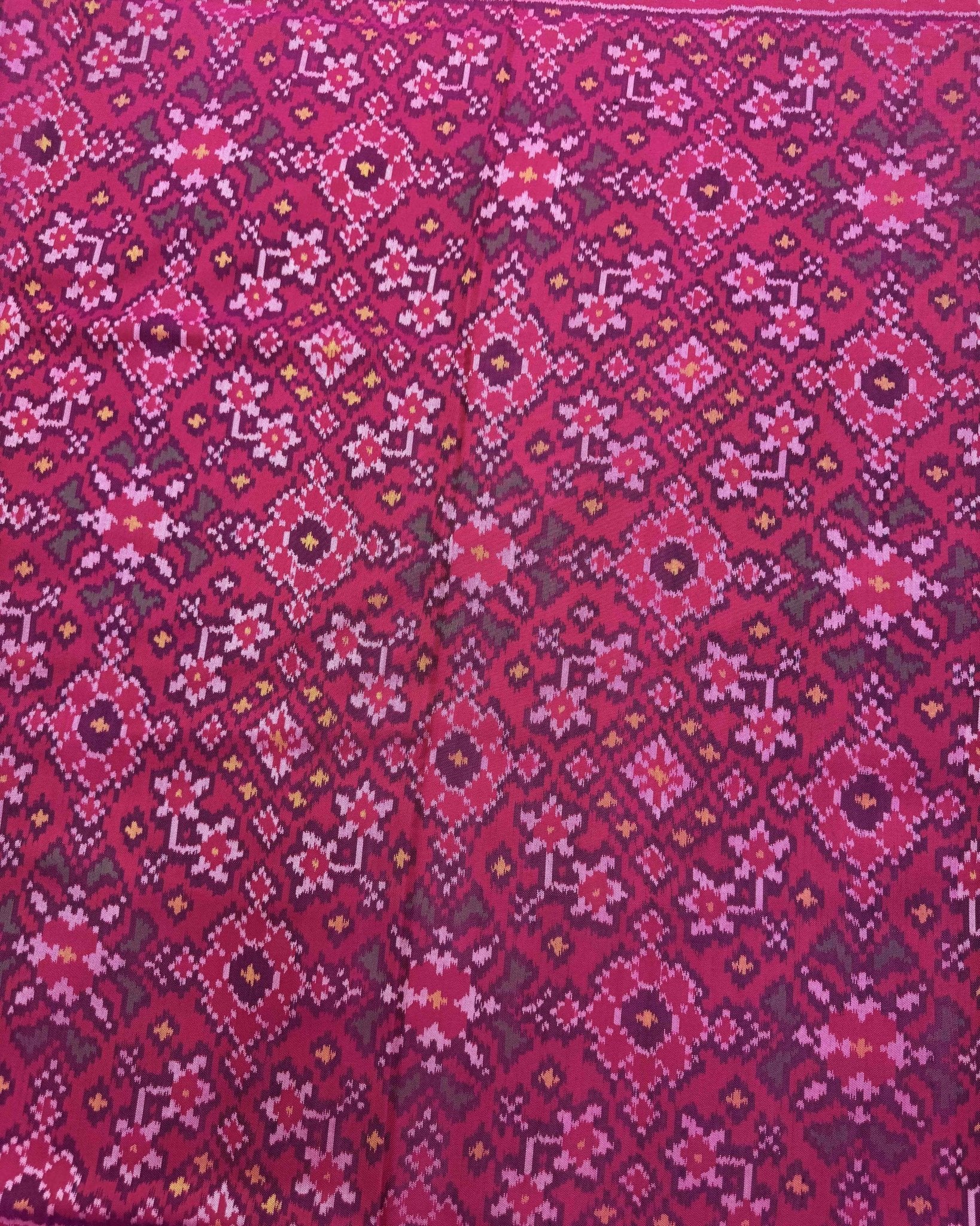 Pink Navratan Patola Saree - SindhoiPatolaArt