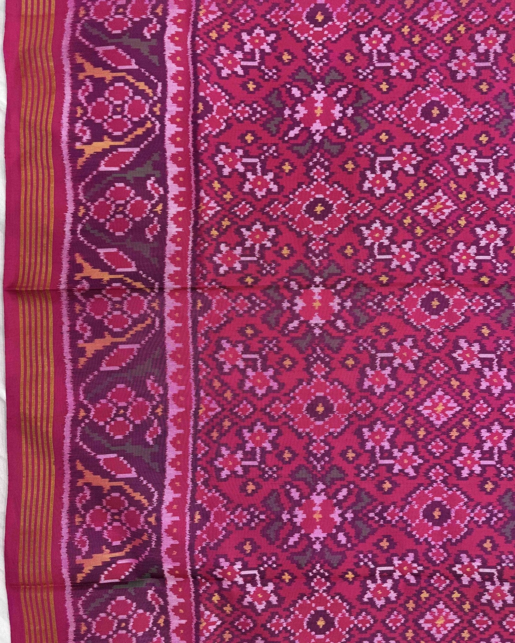 Pink Navratan Patola Saree - SindhoiPatolaArt
